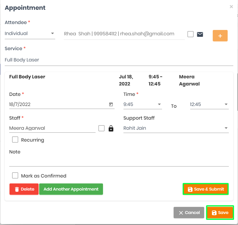 manage appointment