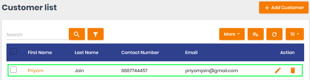 manage customer list 