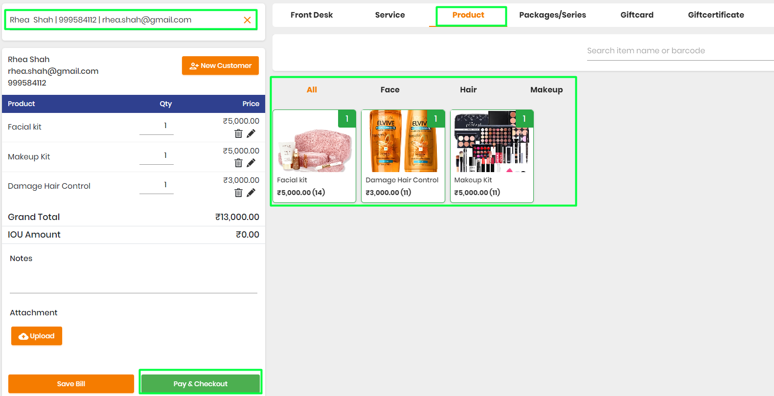 Dashboard for products