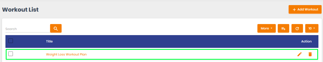 manage workout list